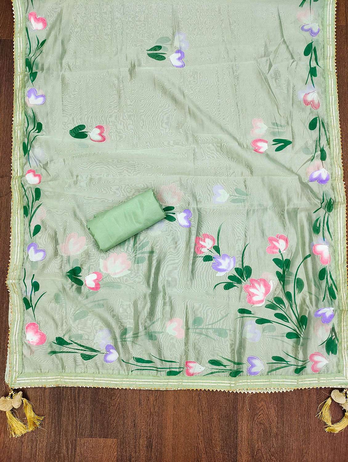women solid with work unstitched suit set - 22413745 -  Standard Image - 3