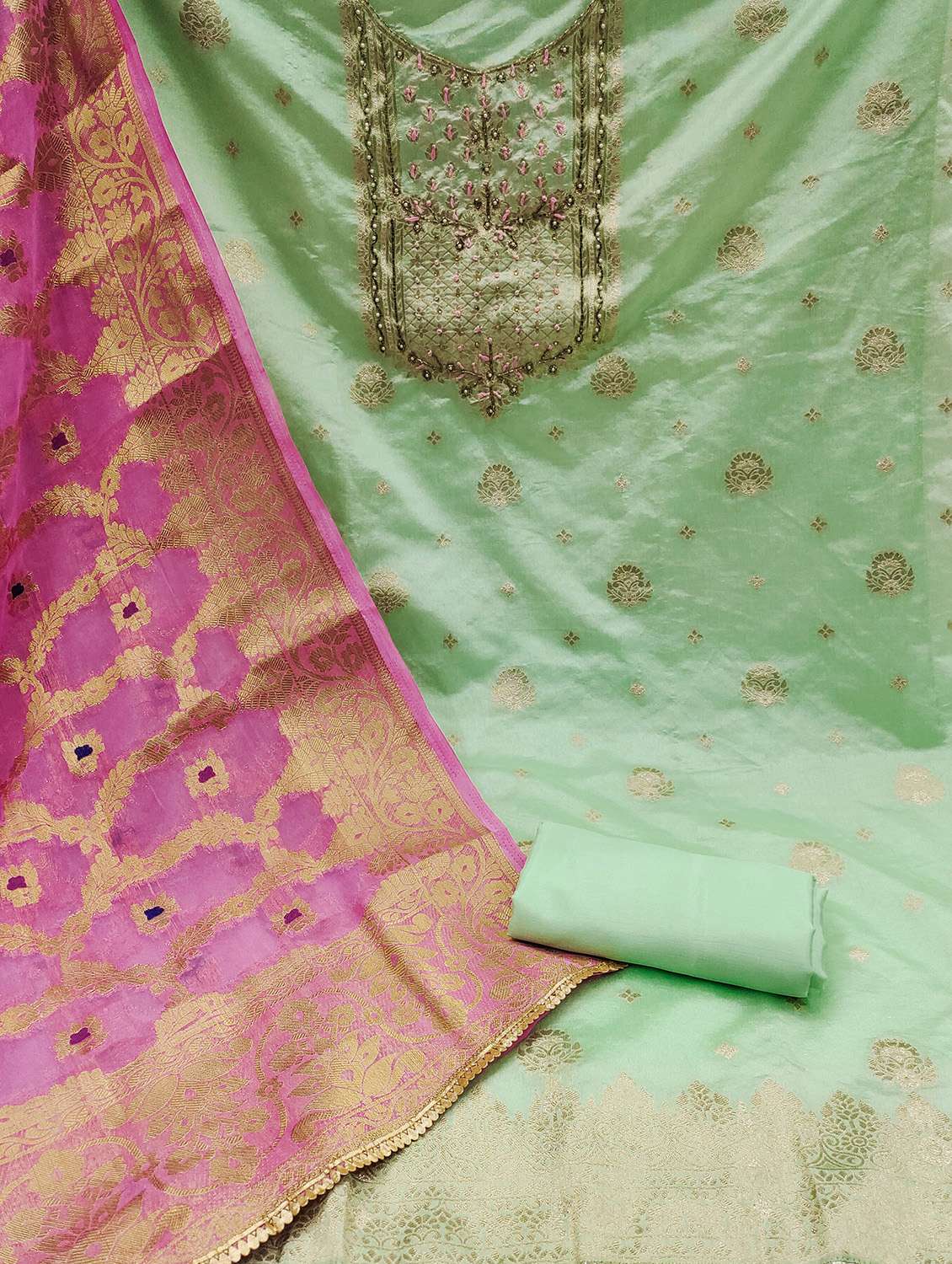 women self design embroidered unstitched suit set - 22413982 -  Standard Image - 3