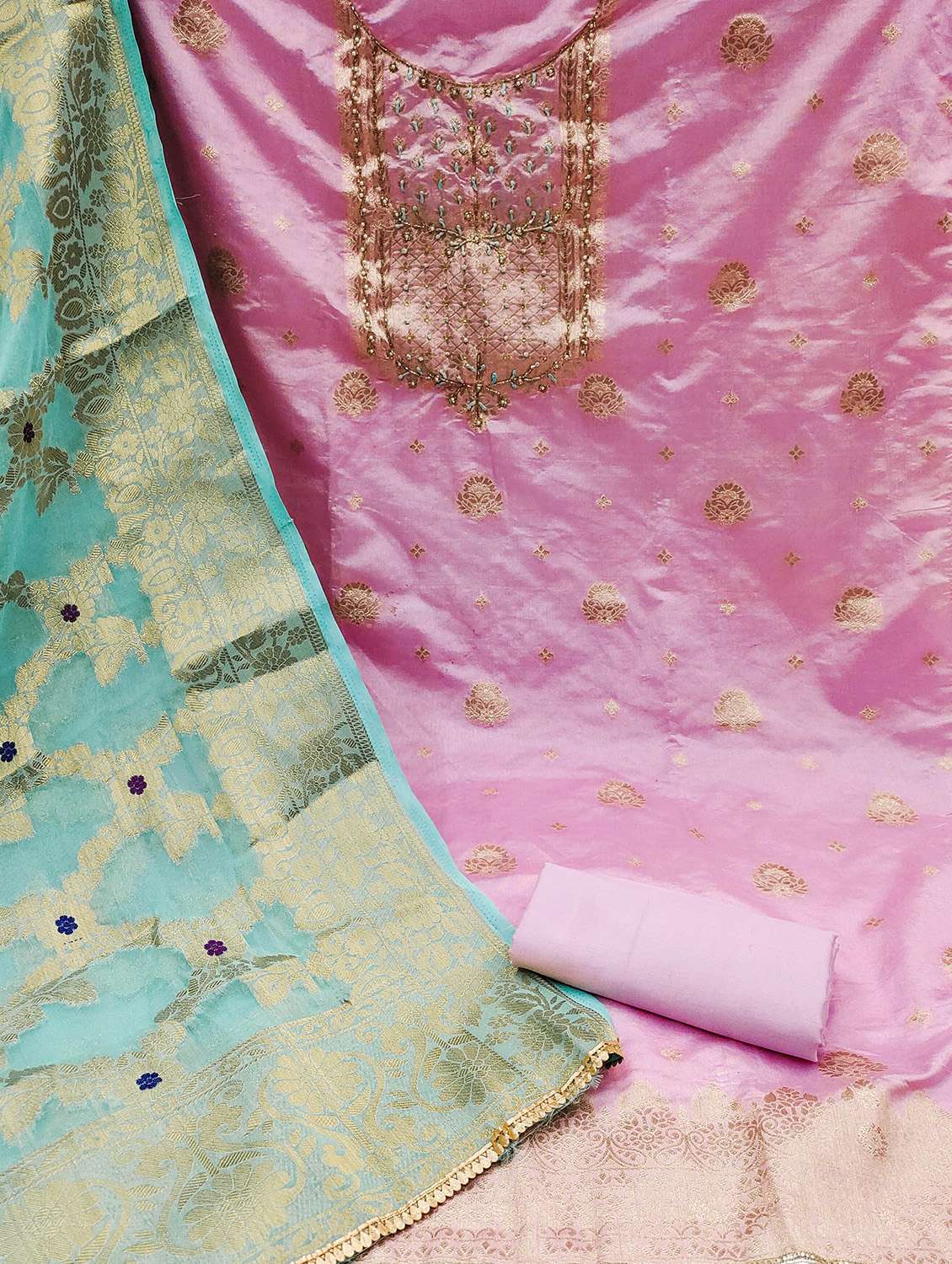 women self design embroidered unstitched suit set - 22413983 -  Standard Image - 3