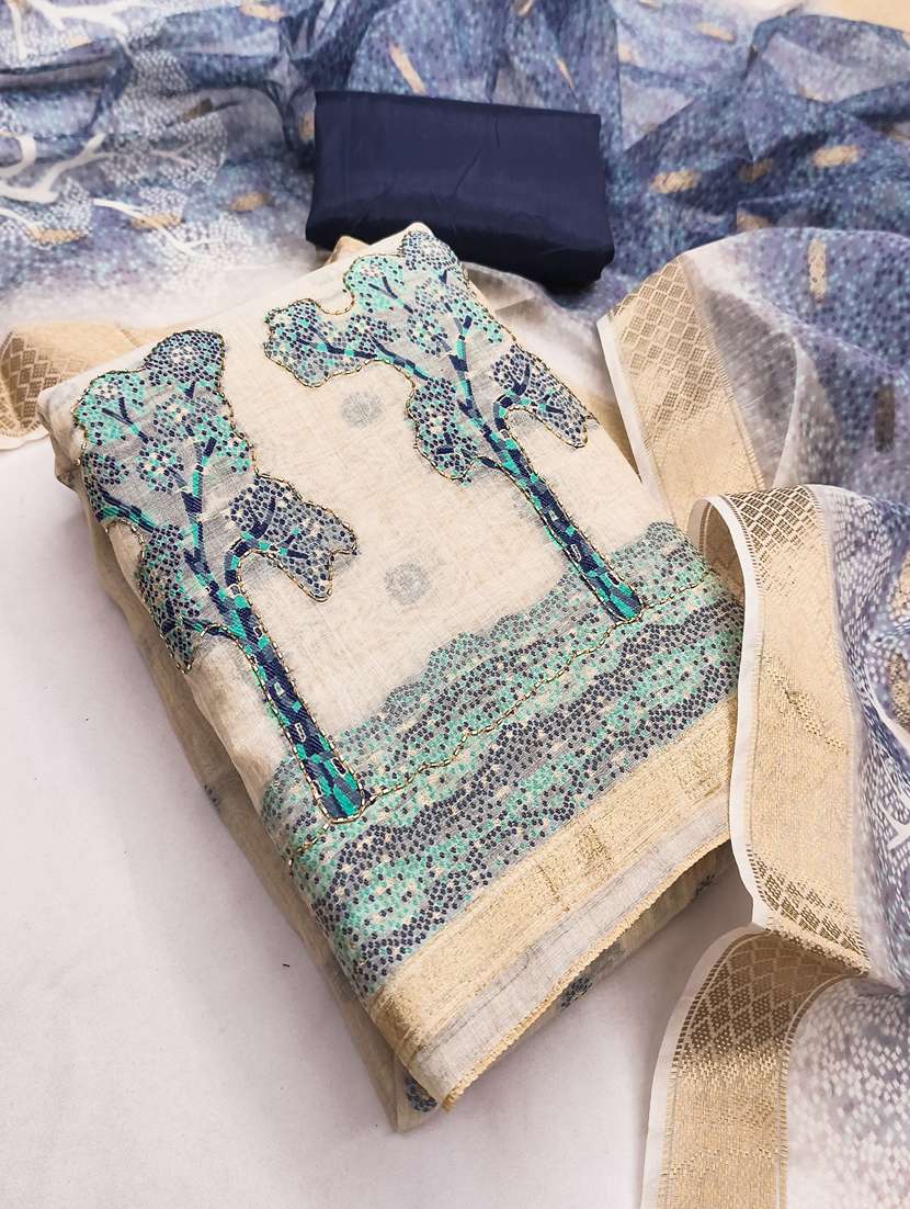 women self design unstitched suit set