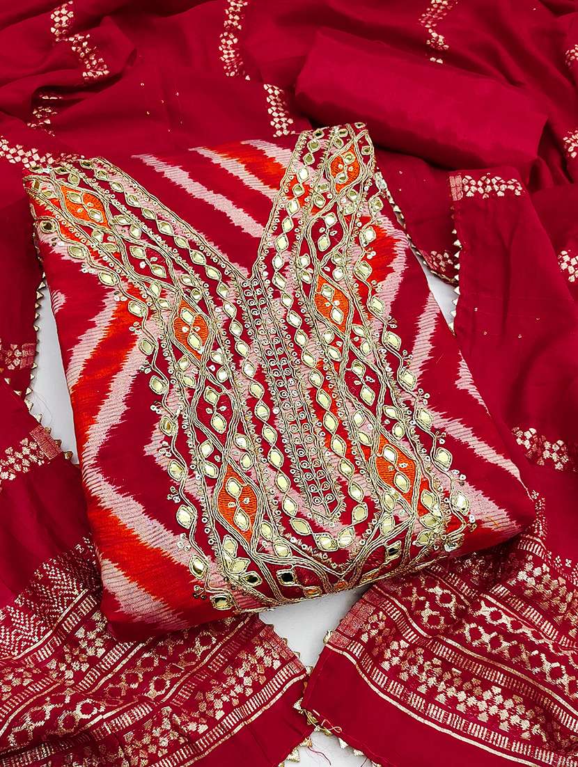 women printed embroidered unstitched suit set