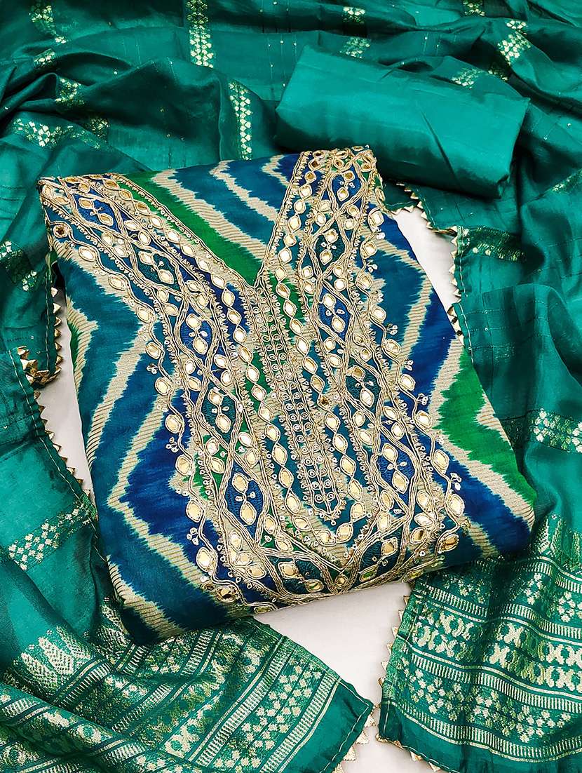 women printed embroidered unstitched suit set