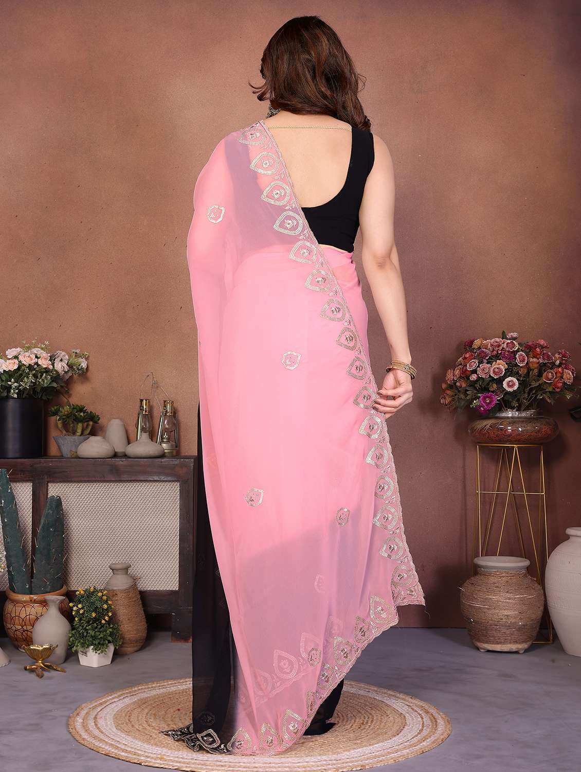 women ombre embroidered saree with blouse - 22416306 -  Standard Image - 3