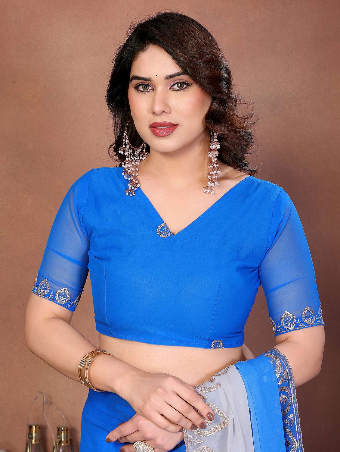 women ombre embroidered saree with blouse - 22416307 -  Standard Image - 5