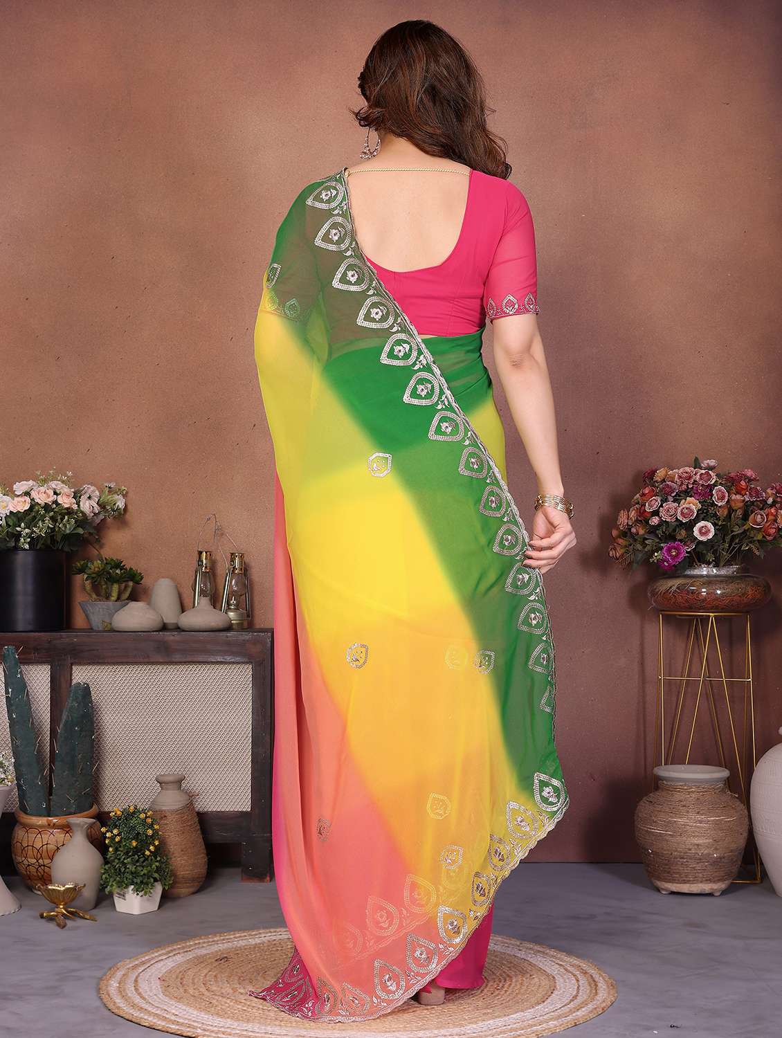 women ombre embroidered saree with blouse - 22416308 -  Standard Image - 3