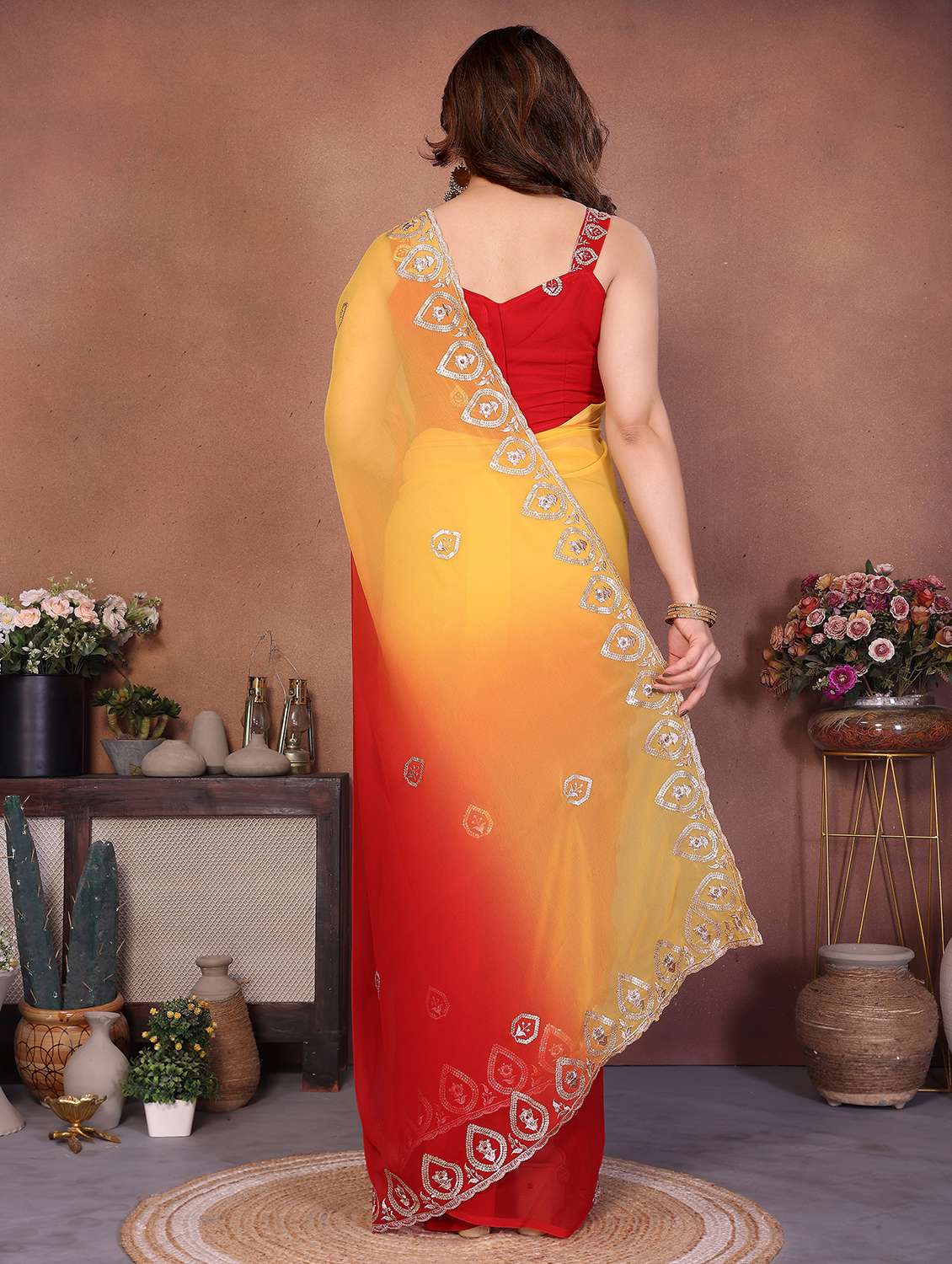 women ombre embroidered saree with blouse - 22416311 -  Standard Image - 3