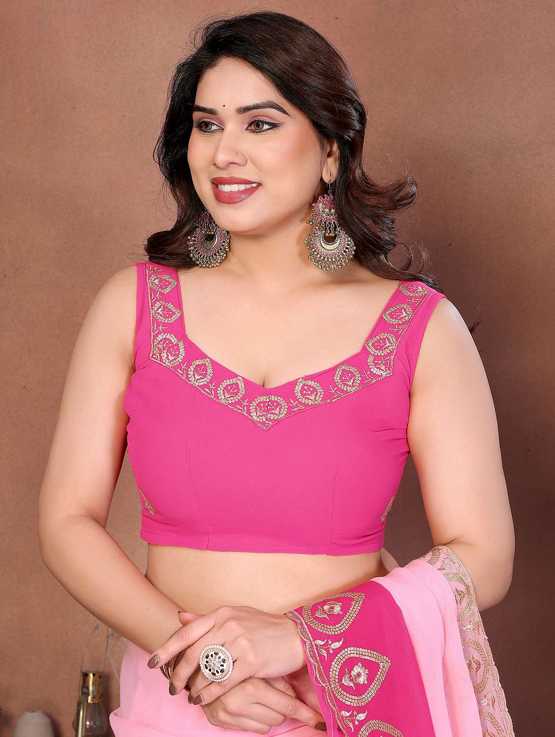 women ombre embroidered saree with blouse - 22416312 -  Standard Image - 5