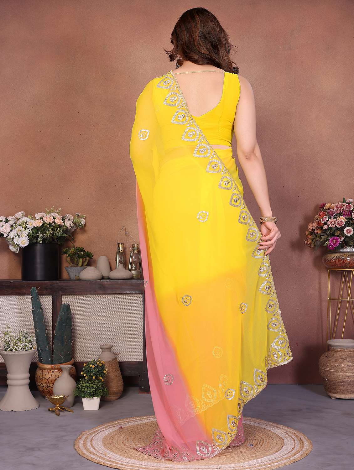 women ombre embroidered saree with blouse - 22416313 -  Standard Image - 3