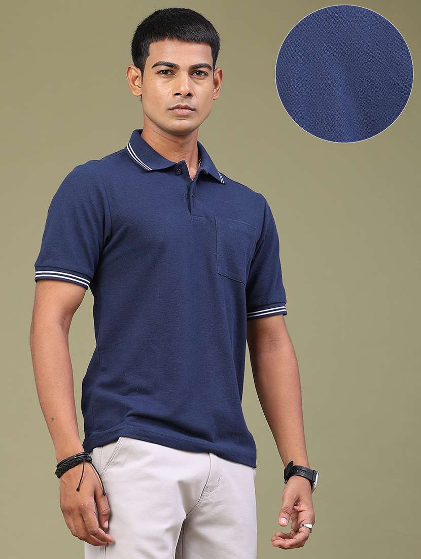 Men Solid Short Sleeve Regular Fit Polo T-shirt - 22417420 -  Standard Image - 3