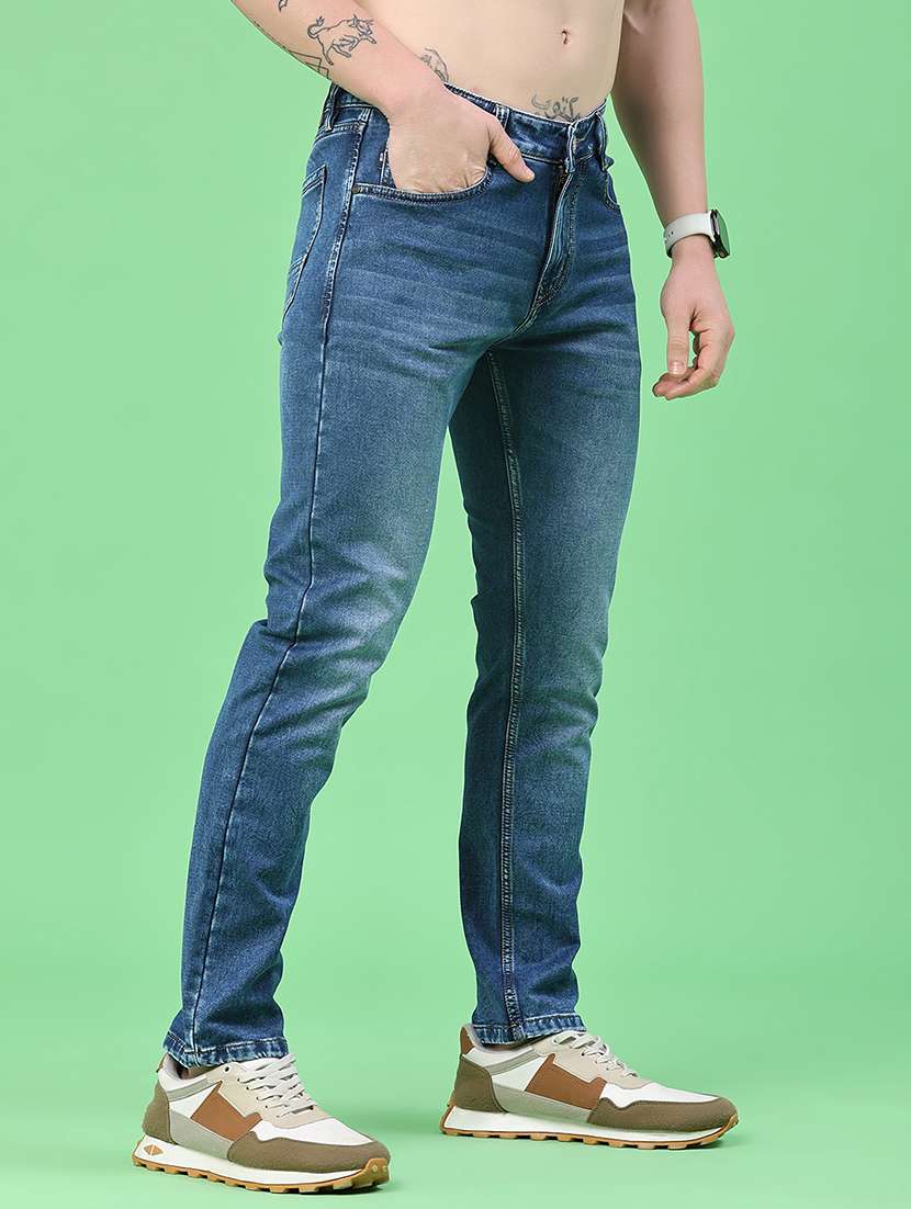 Men Washed Mid Rise Full Length Slim Fit Jeans - 22417446 -  Standard Image - 3