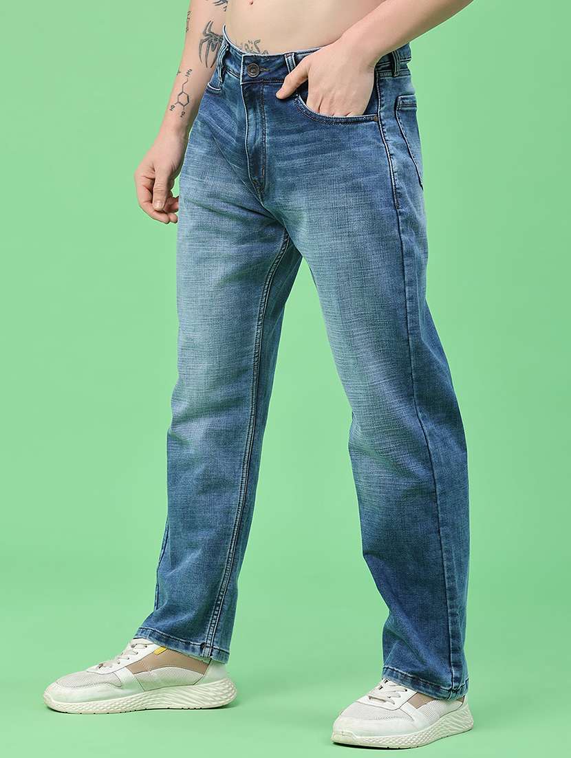 men washed mid rise full length straight jeans - 22417482 -  Standard Image - 3