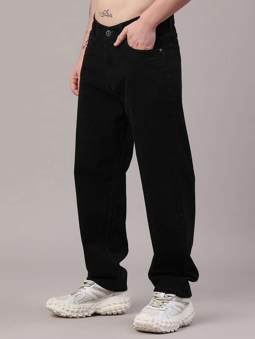 men plain mid rise full length baggy jeans - 22417483 -  Standard Image - 3