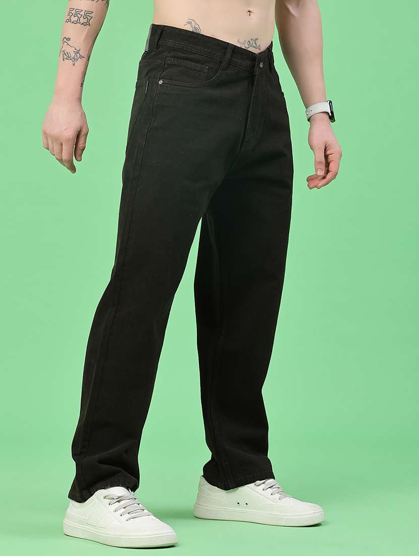 men plain mid rise full length baggy jeans - 22417485 -  Standard Image - 3
