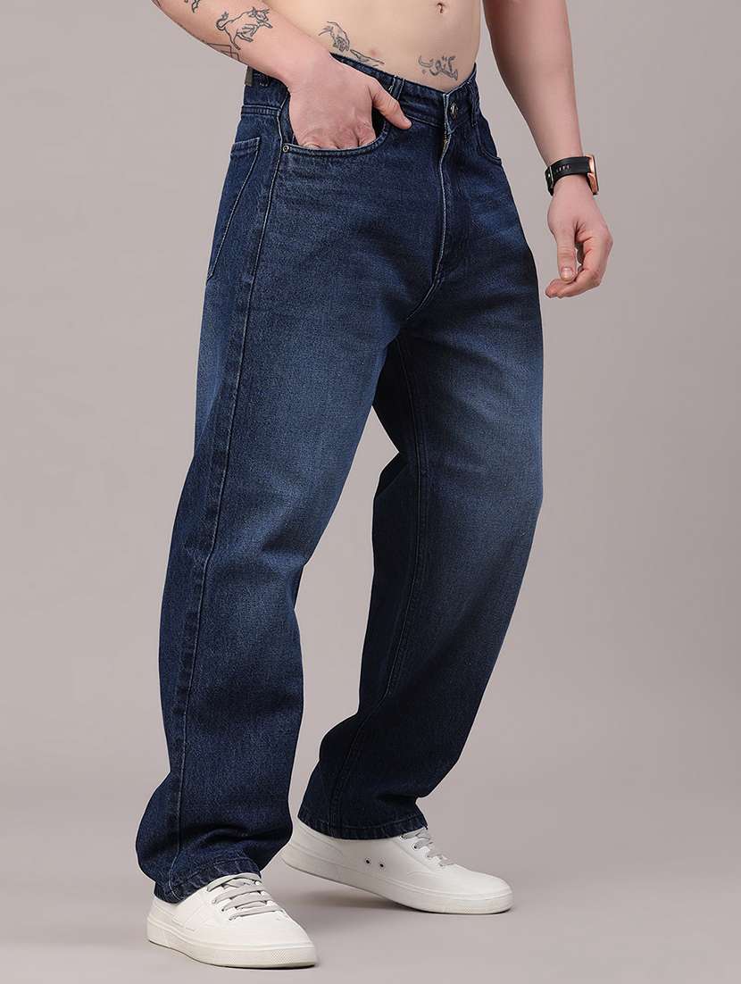 men washed mid rise full length baggy jeans - 22417497 -  Standard Image - 3