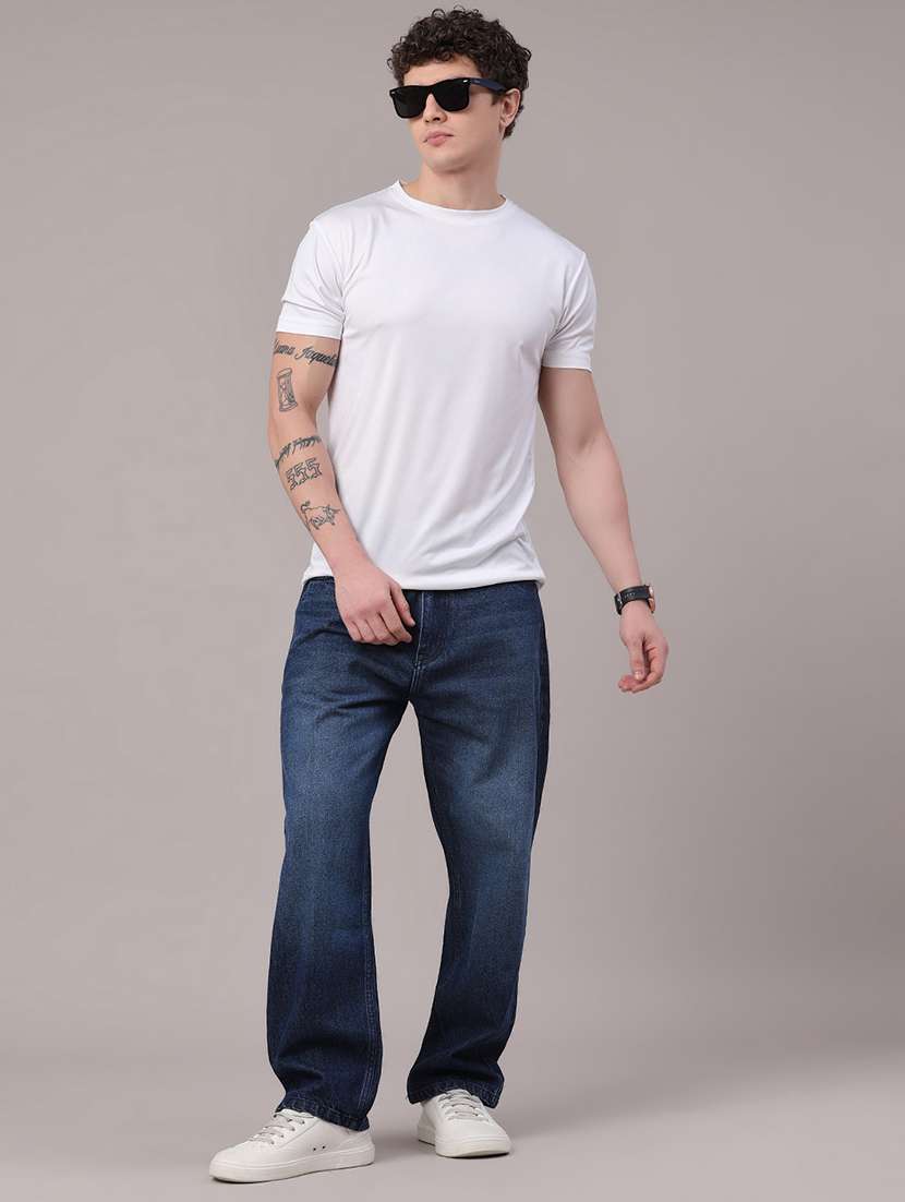 men washed mid rise full length baggy jeans - 22417497 -  Standard Image - 5