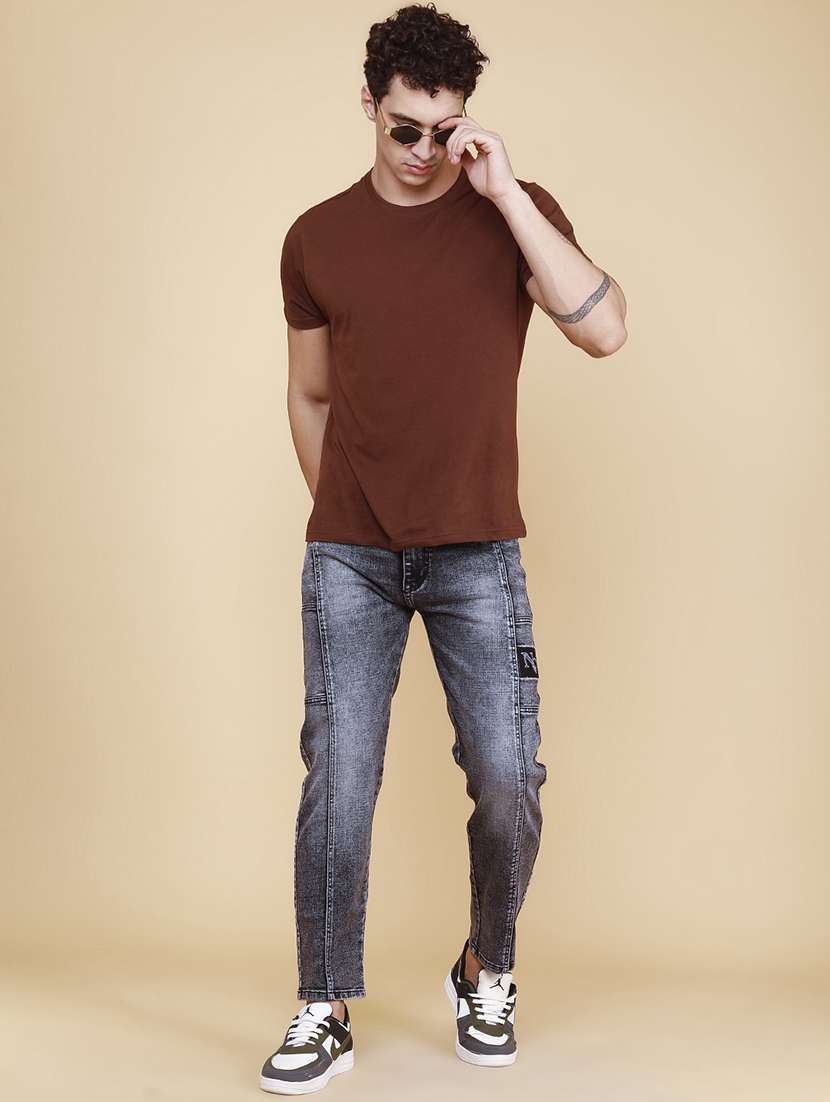 men washed mid rise ankle length slim fit jeans - 22417504 -  Standard Image - 5