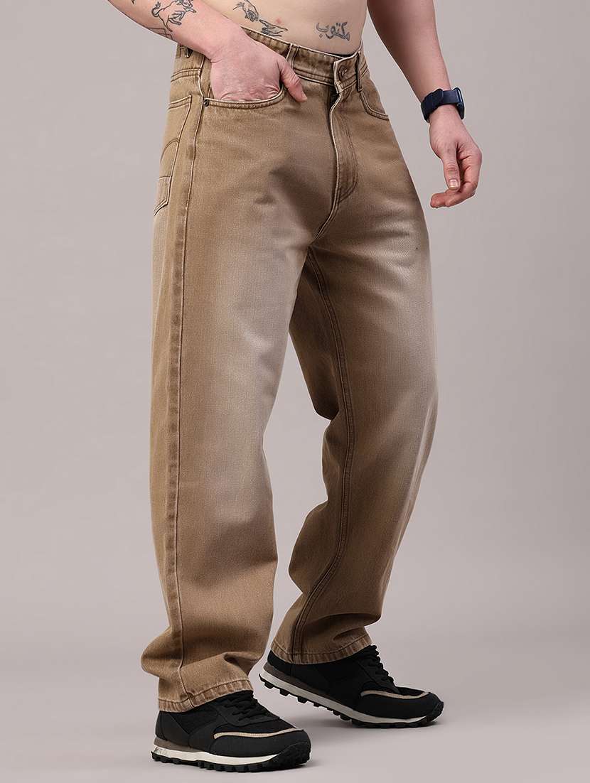 men washed mid rise full length baggy jeans - 22417514 -  Standard Image - 3