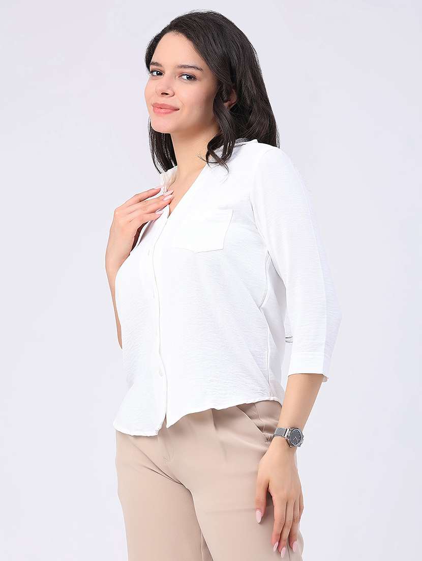 women solid collared regular shirt - 22417573 -  Standard Image - 3