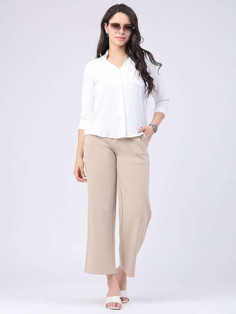 women solid collared regular shirt - 22417573 -  Standard Image - 5