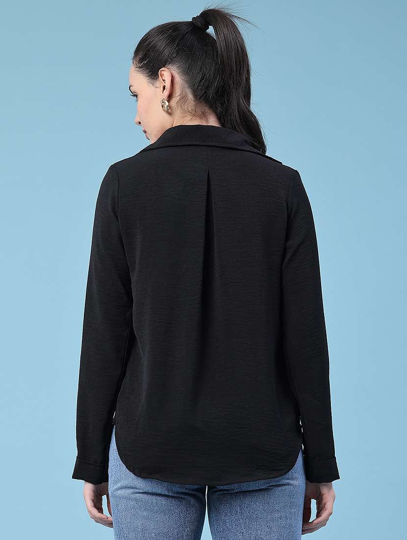 women solid collared regular shirt - 22417576 -  Standard Image - 3