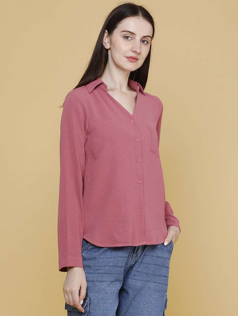 Women Solid Collared Regular Shirt - 22417577 -  Standard Image - 3
