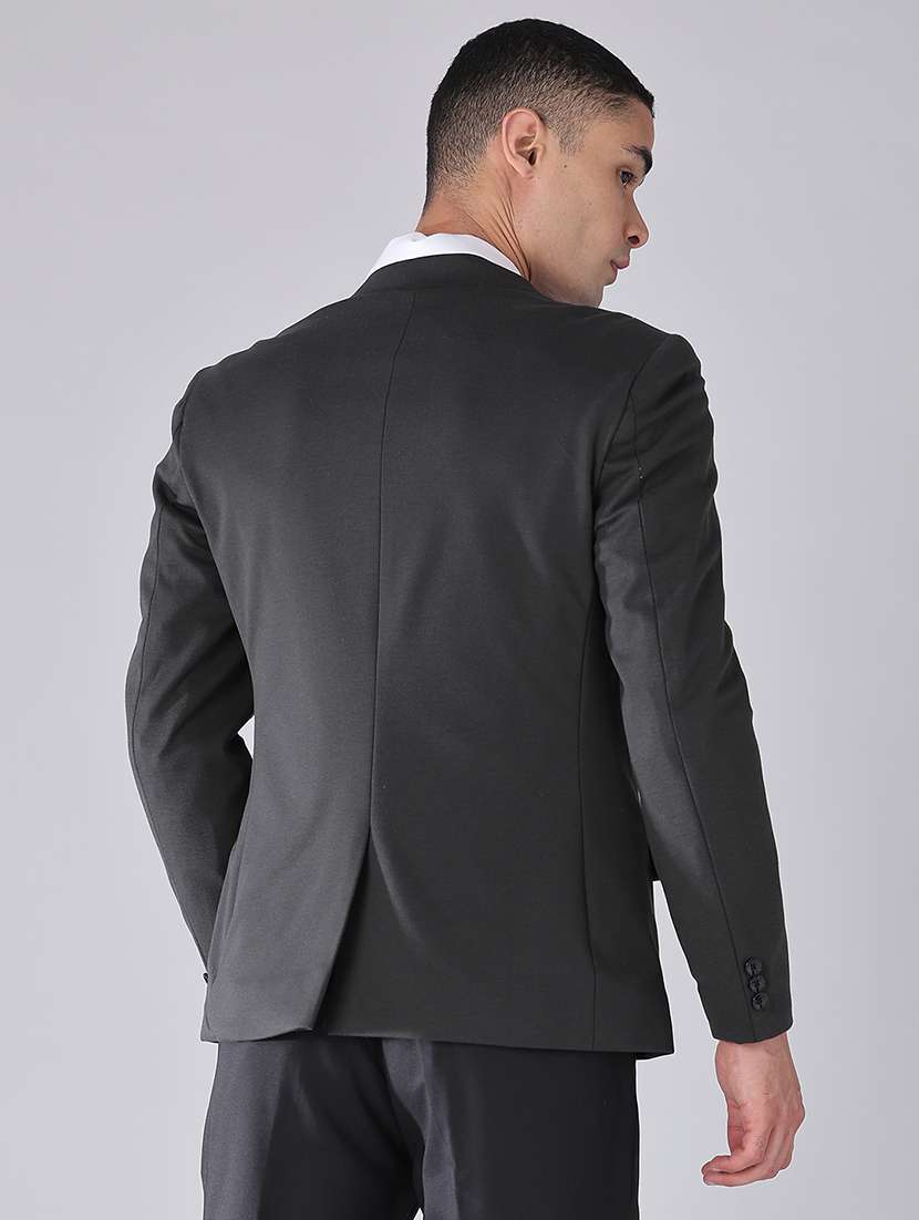 men solid lapel collared 2 piece suit set - 22417599 -  Standard Image - 3