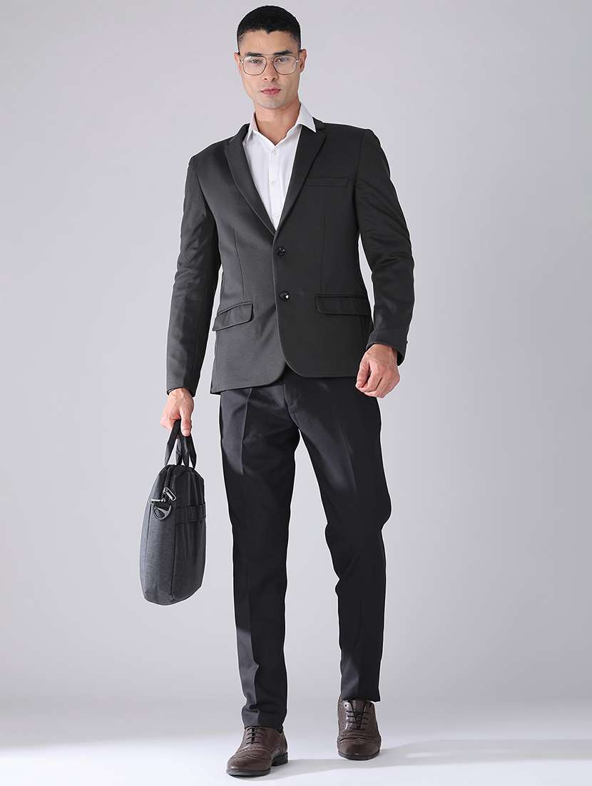 men solid lapel collared 2 piece suit set - 22417599 -  Standard Image - 5
