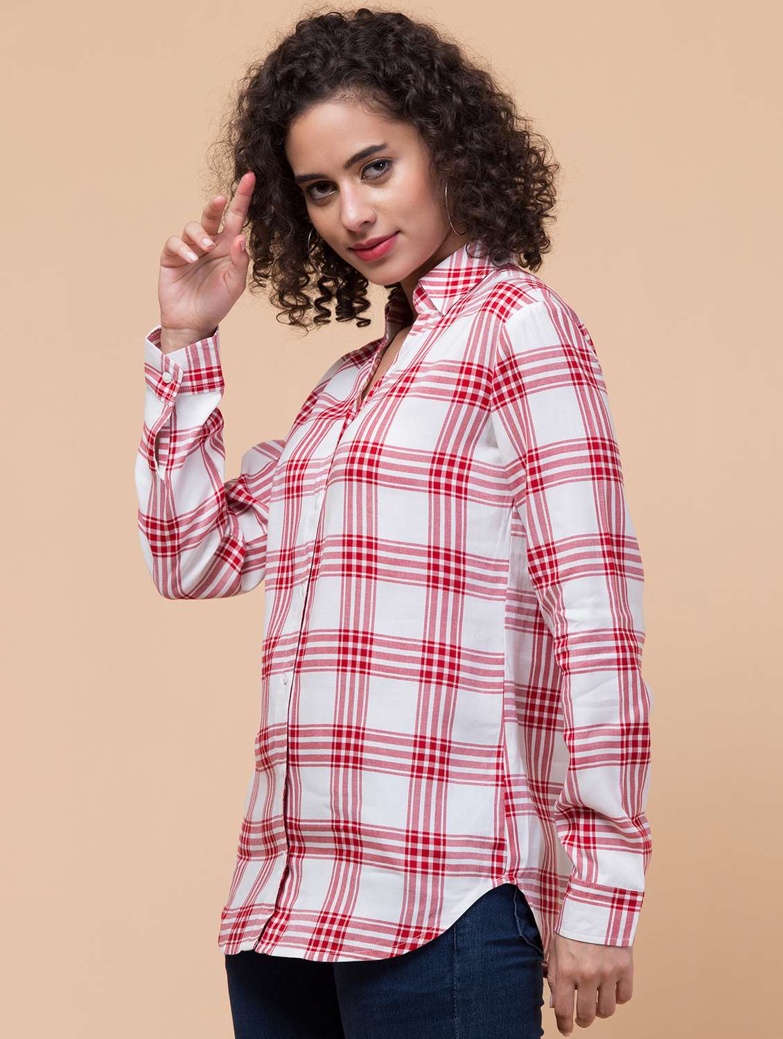 women checkered long sleeve shirt - 22417698 -  Standard Image - 3