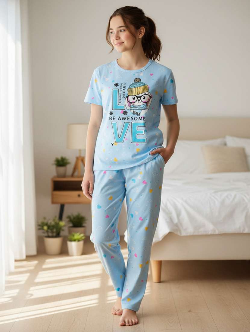 girls printed short sleeve pyjama set nightwear
