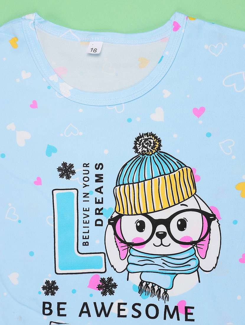 girls printed short sleeve pyjama set nightwear - 22417929 -  Standard Image - 3