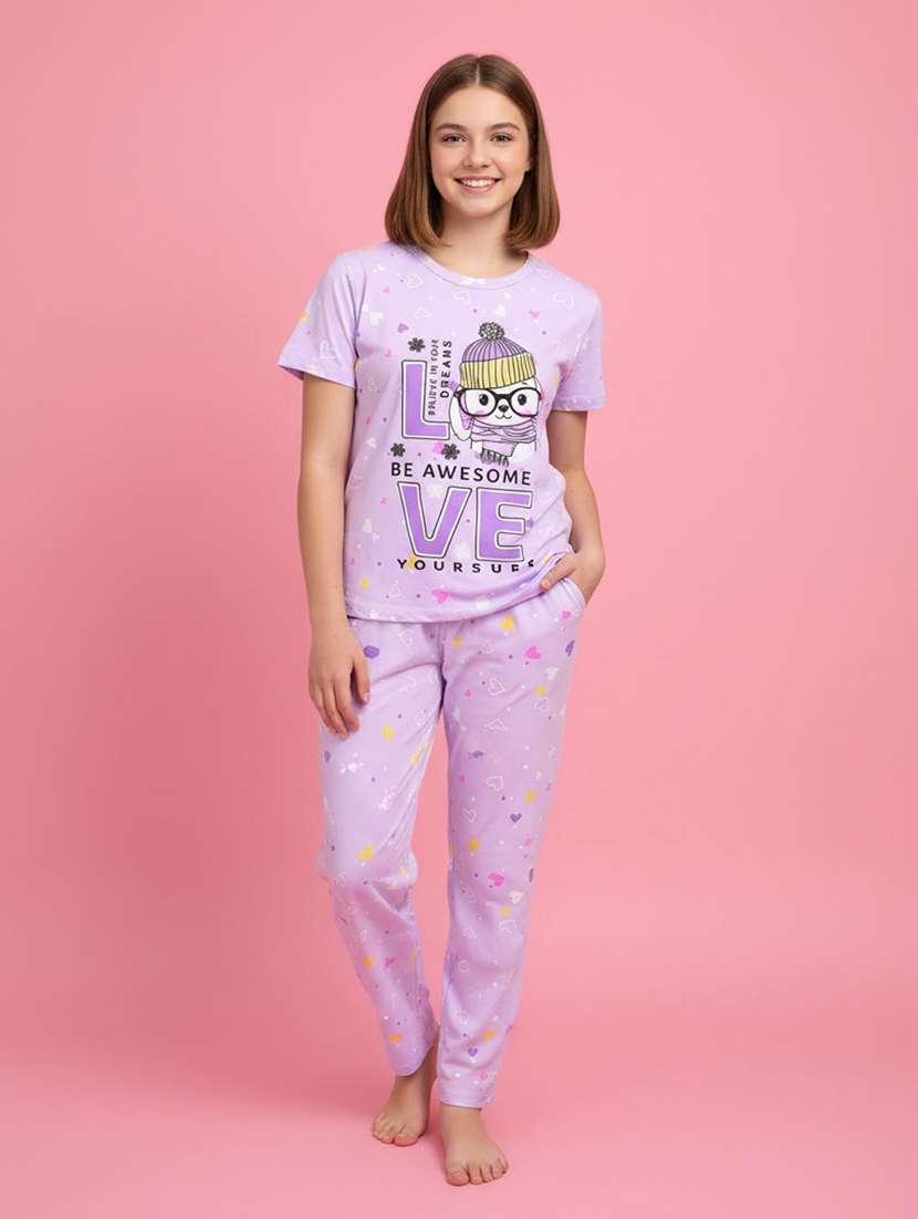 purple cotton pyjama set nightwear