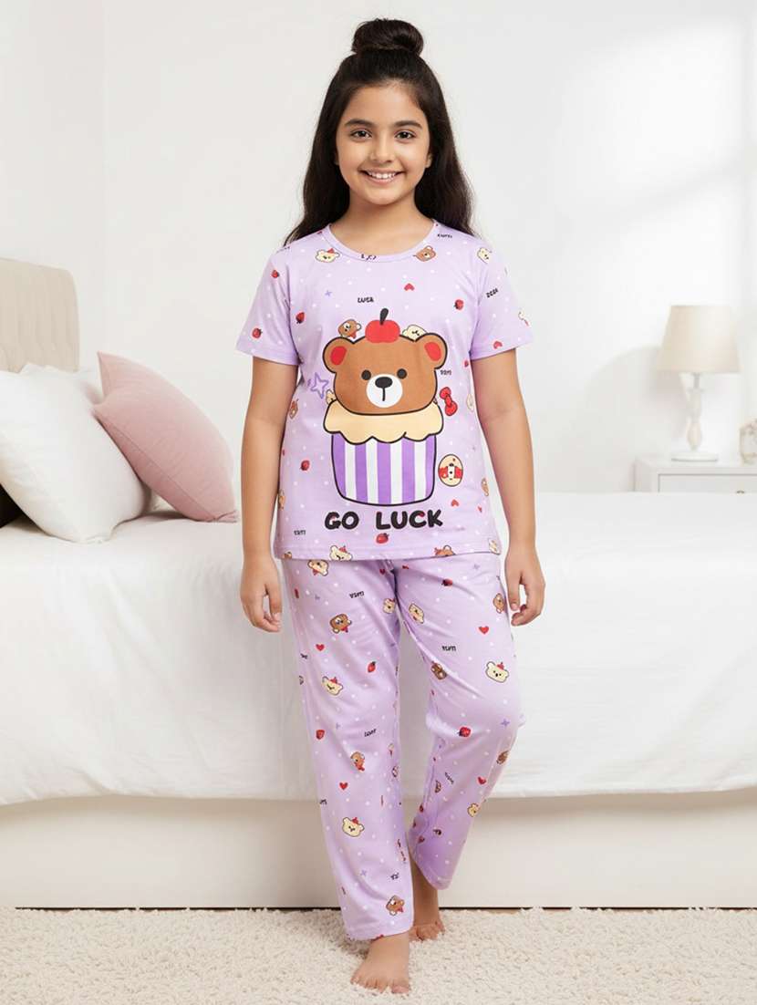 purple cotton pyjama set nightwear