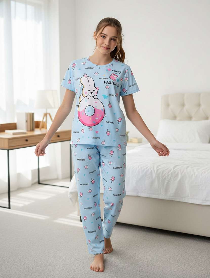 blue  cotton pyjama set nightwear