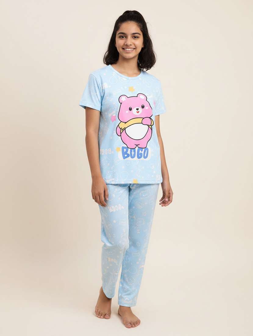 blue  cotton pyjama set nightwear