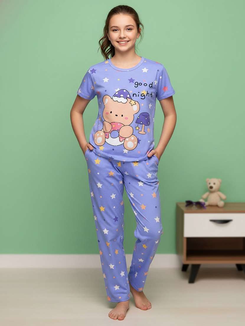 girls printed short sleeve pyjama set nightwear