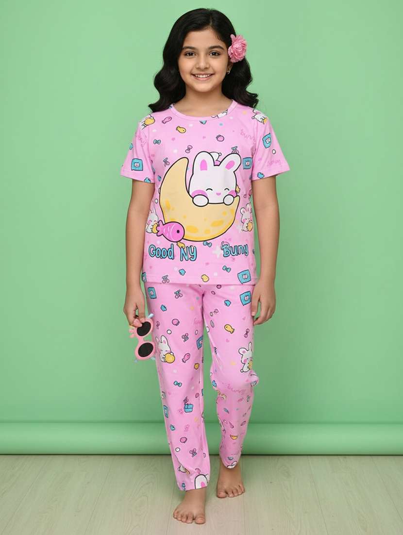girls printed short sleeve pyjama set nightwear