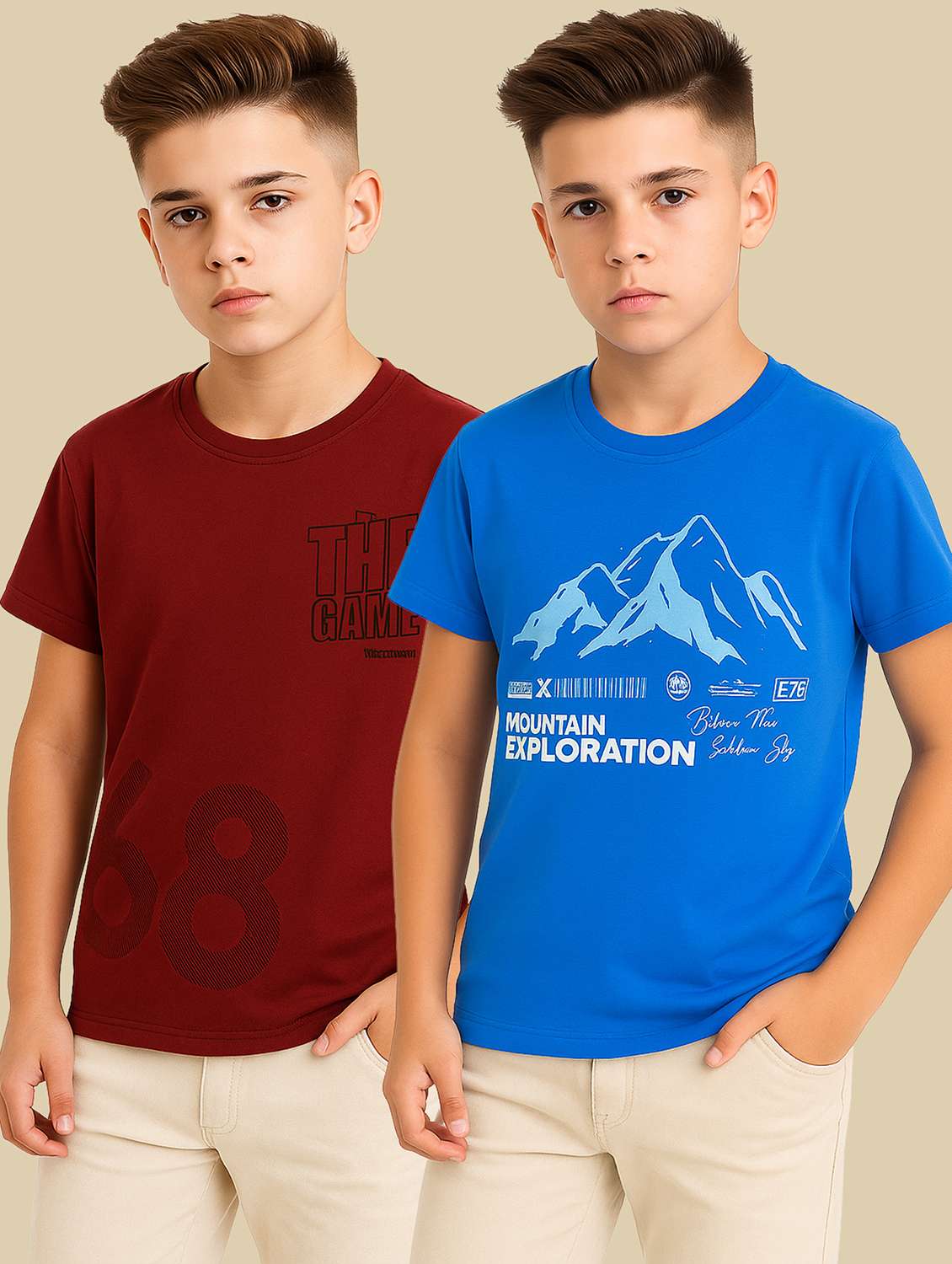boys pack of 2 round neck t-shirt