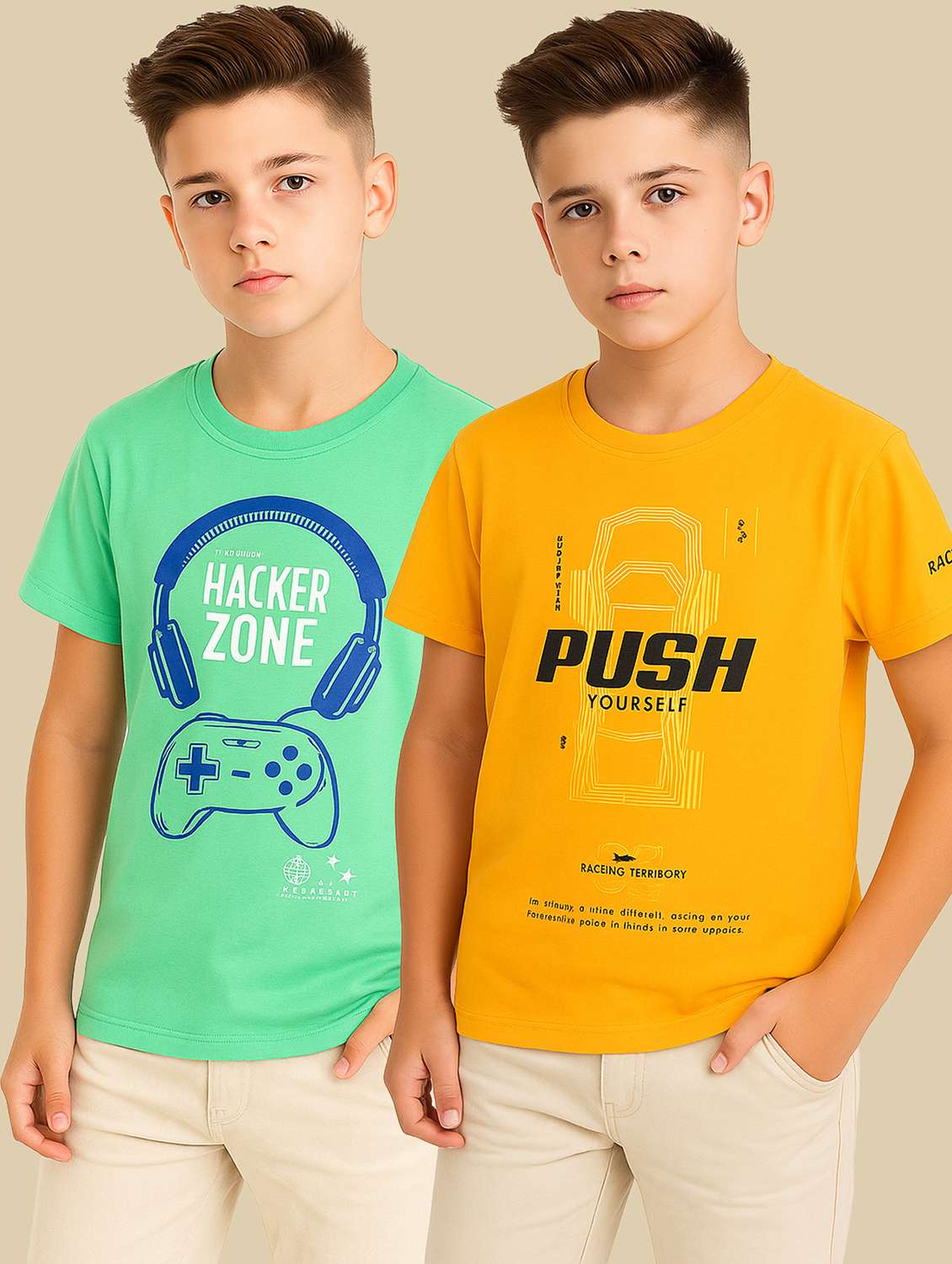boys pack of 2 round neck t-shirt