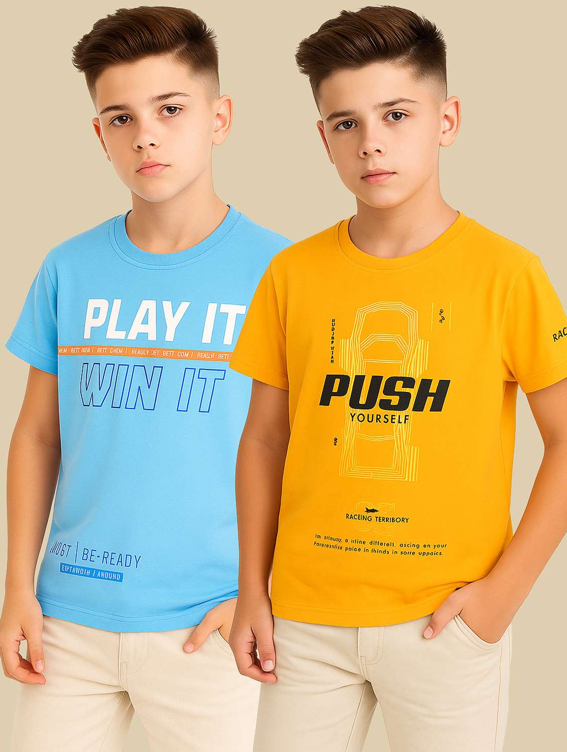 boys pack of 2 round neck t-shirt