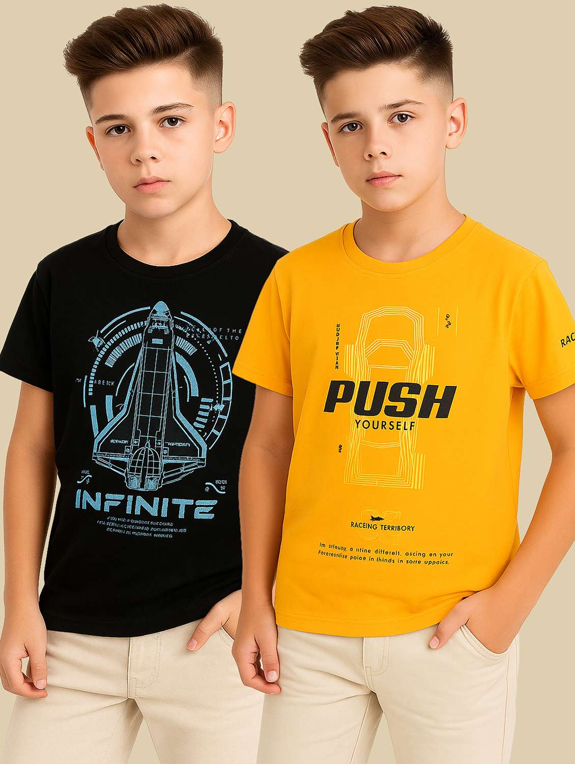 boys pack of 2 round neck t-shirt