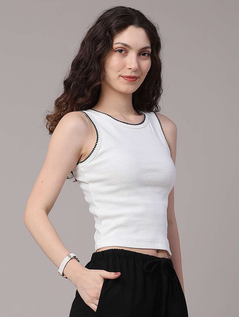 women embroidered sleeveless crop top - 22419559 -  Standard Image - 3