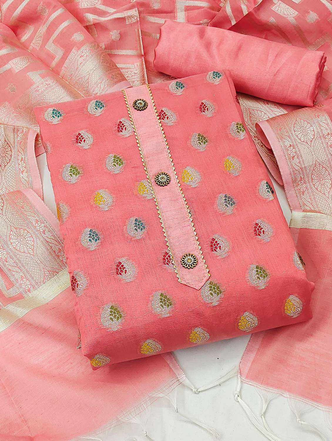 women self design unstitched suit set