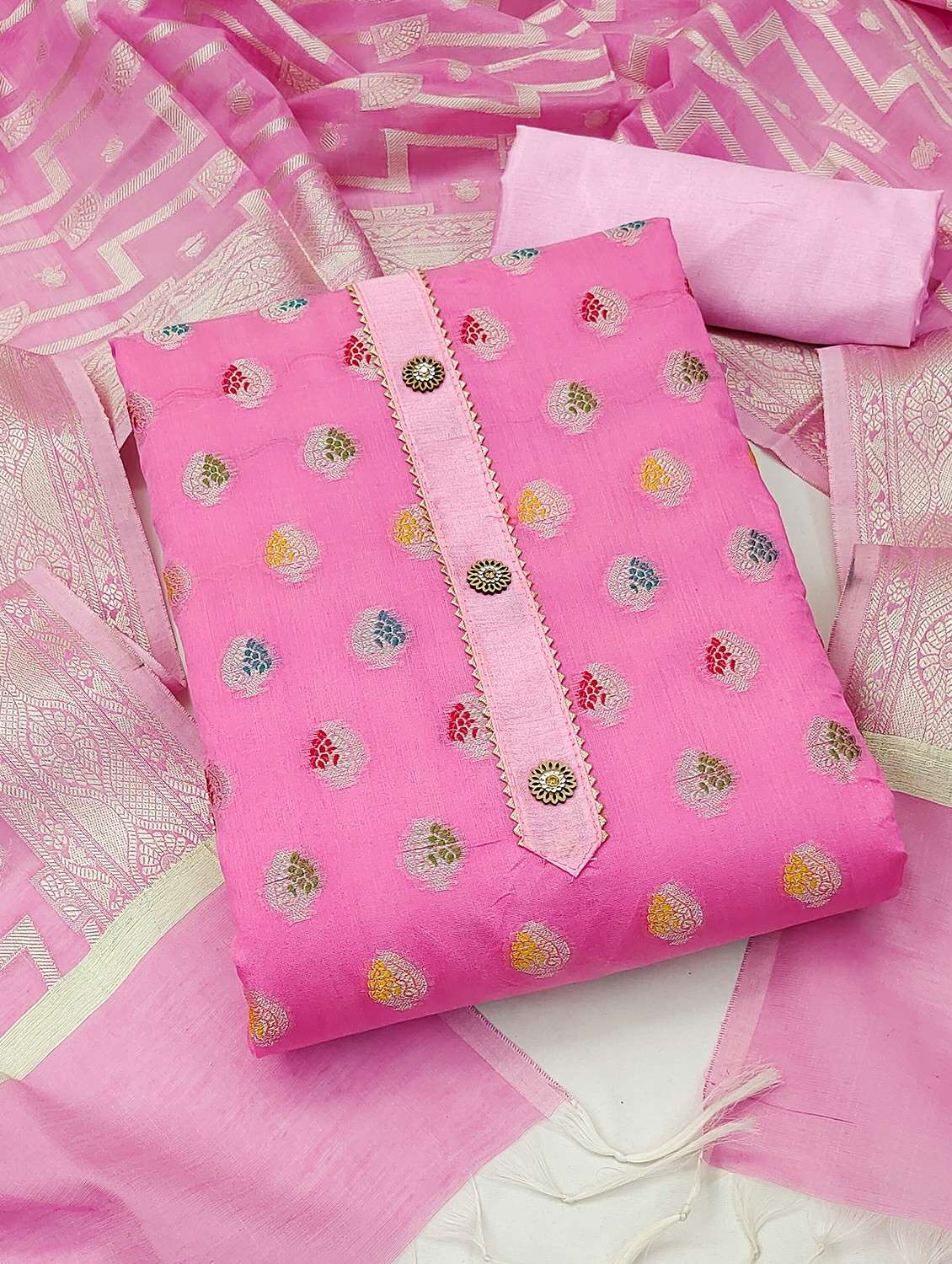 women self design unstitched suit set