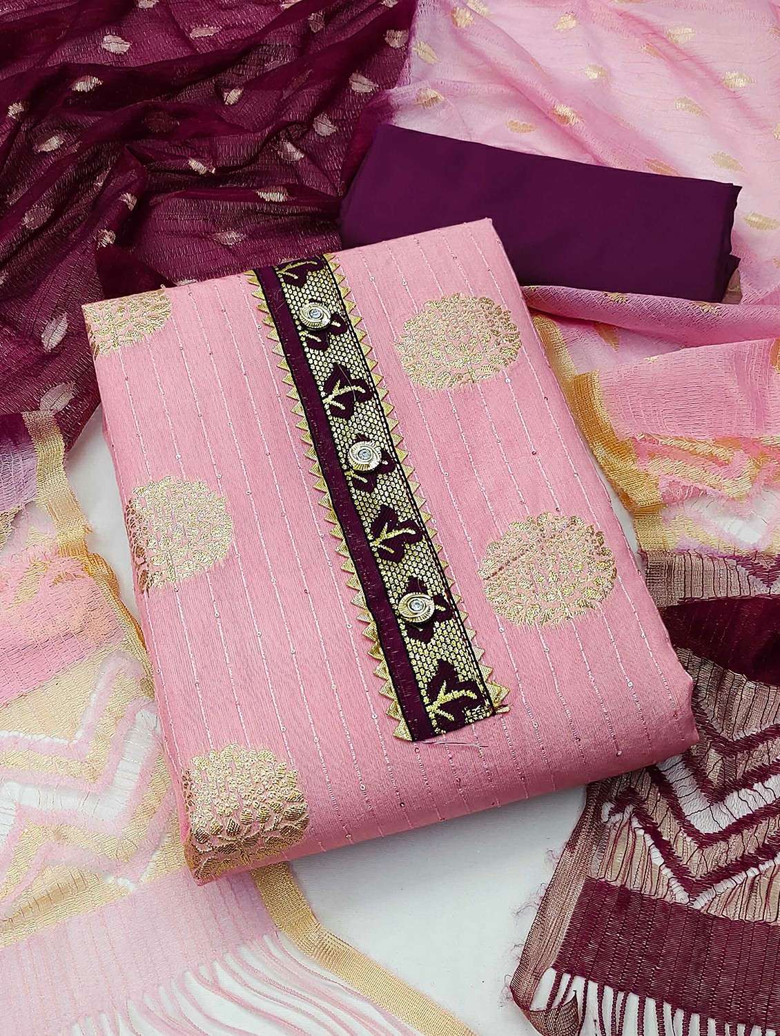 women self design unstitched suit set