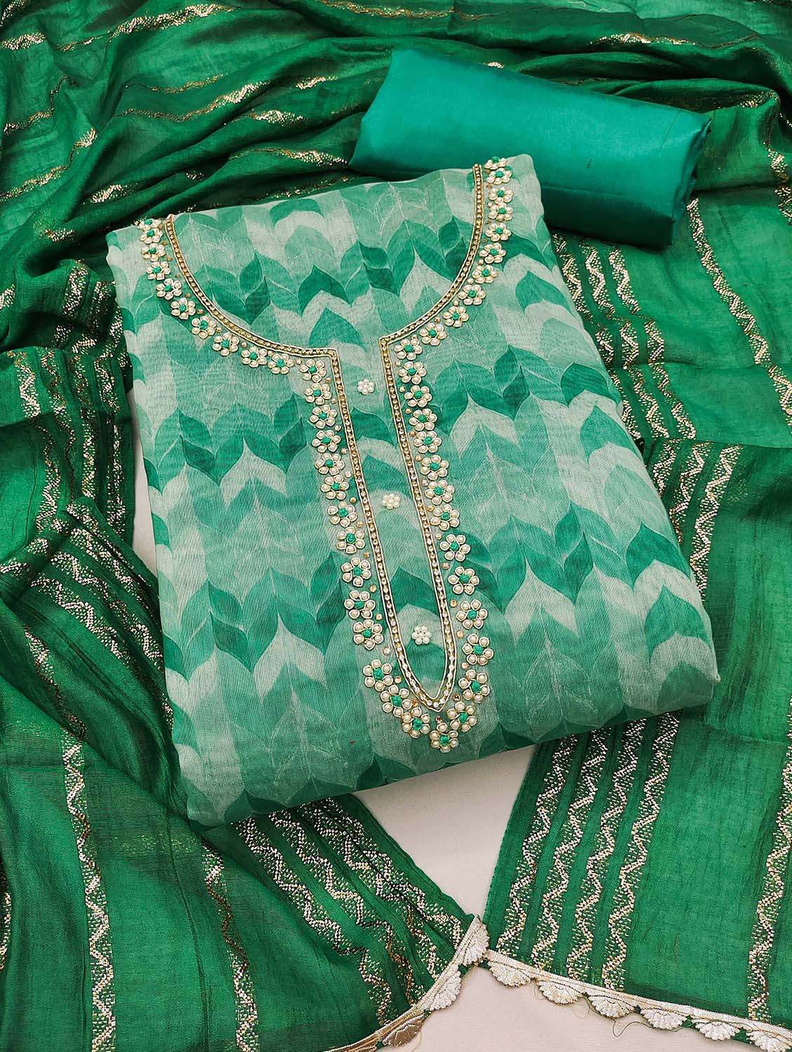 women printed unstitched suit set