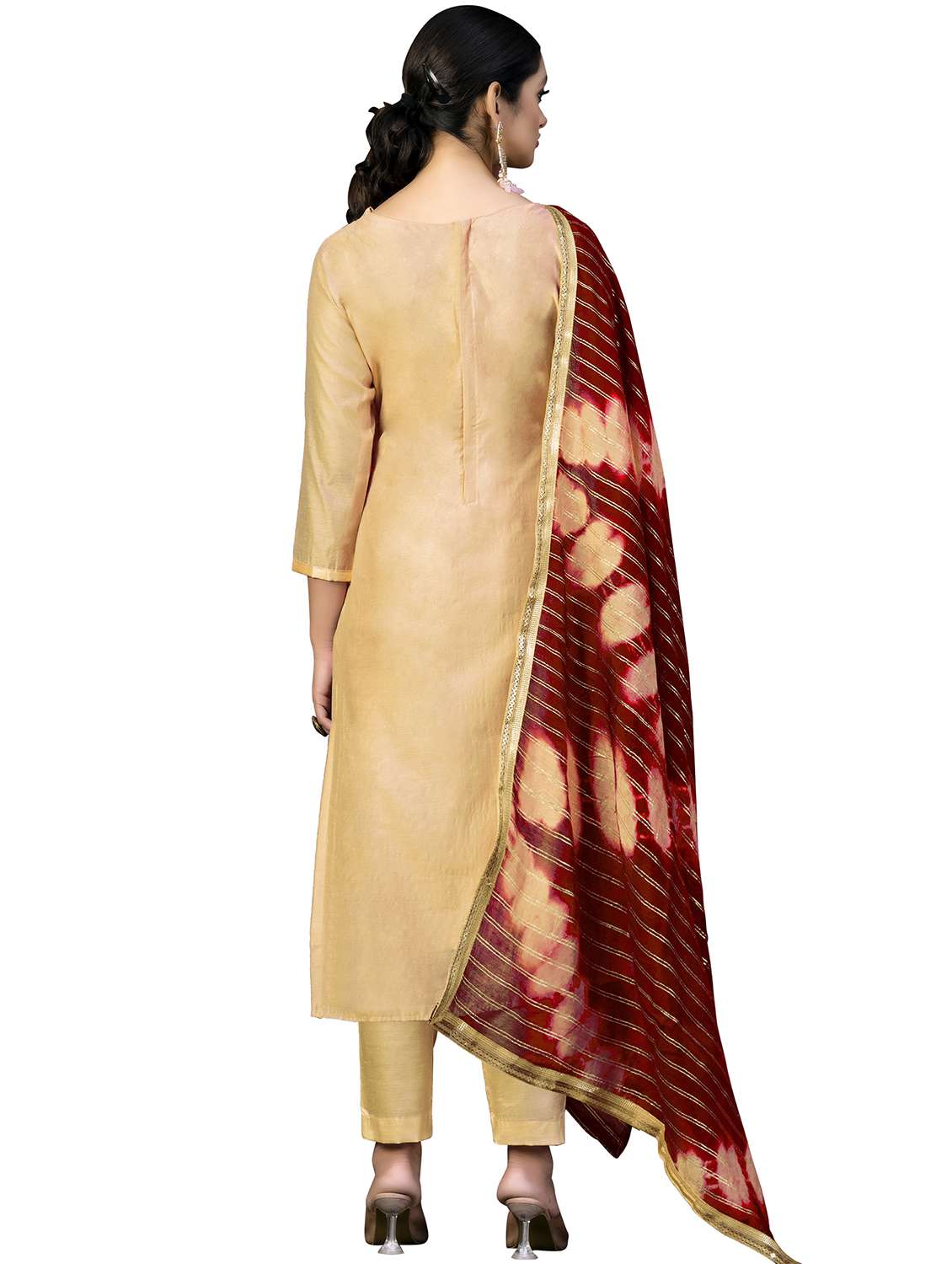women solid with work unstitched suit set - 22420347 -  Standard Image - 3