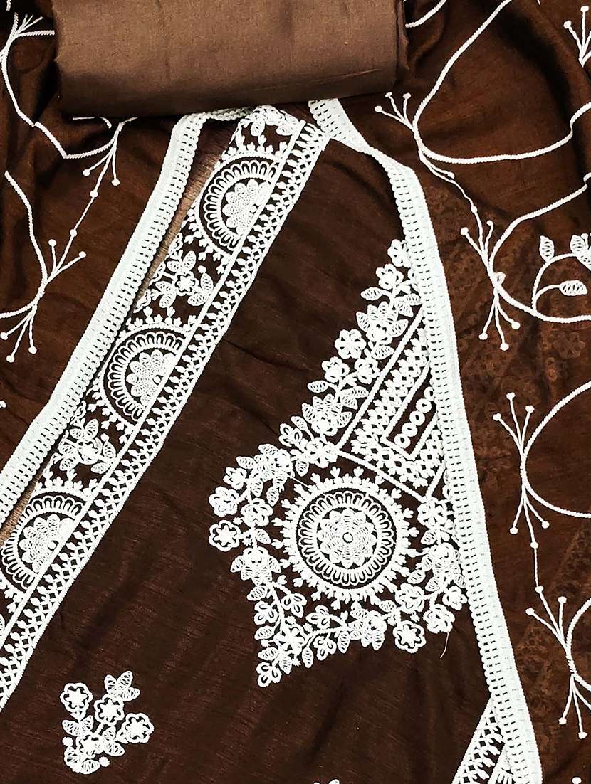 women solid with work unstitched suit set