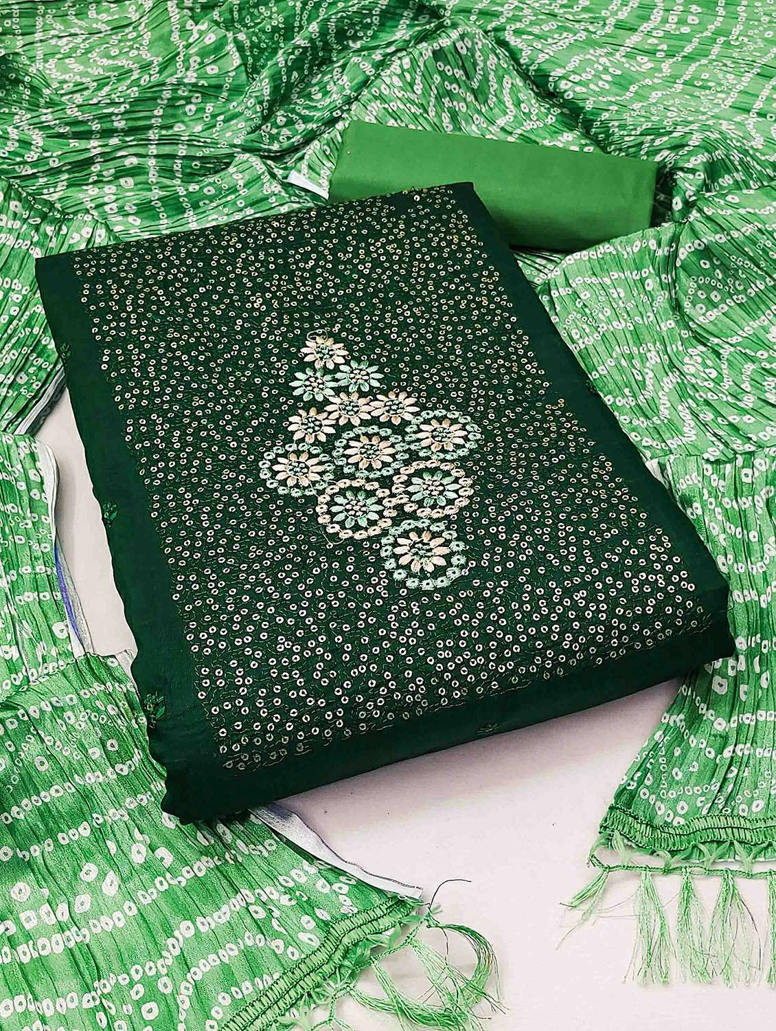 women solid with work unstitched suit set