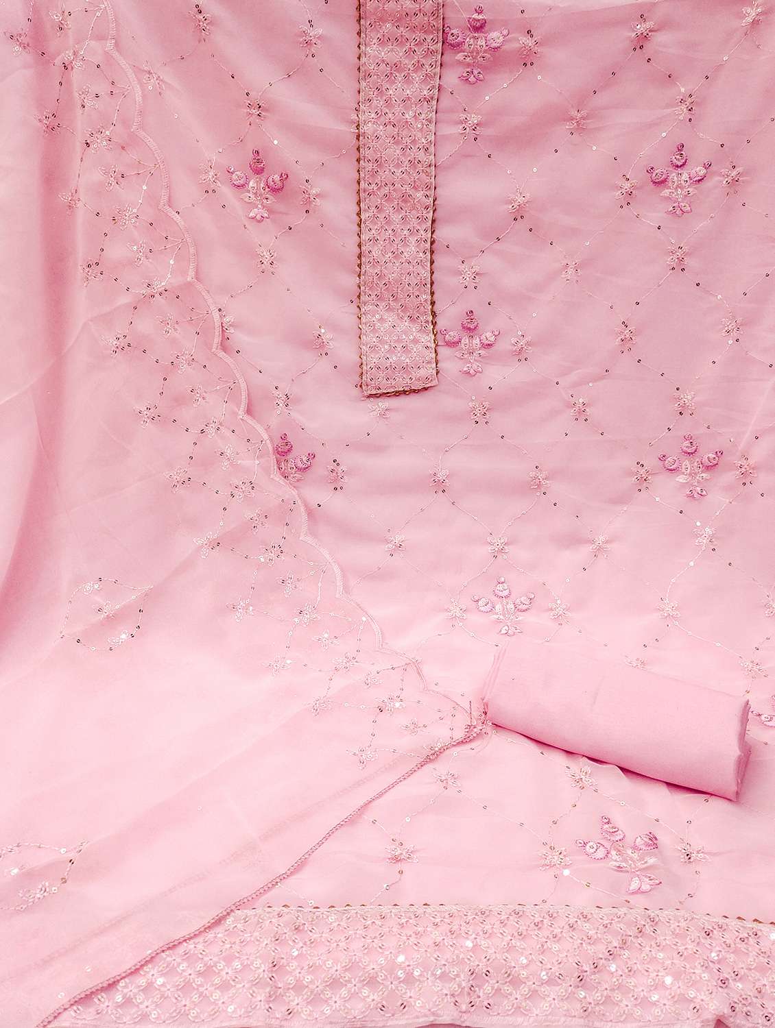 women solid with work unstitched suit set - 22420513 -  Standard Image - 3