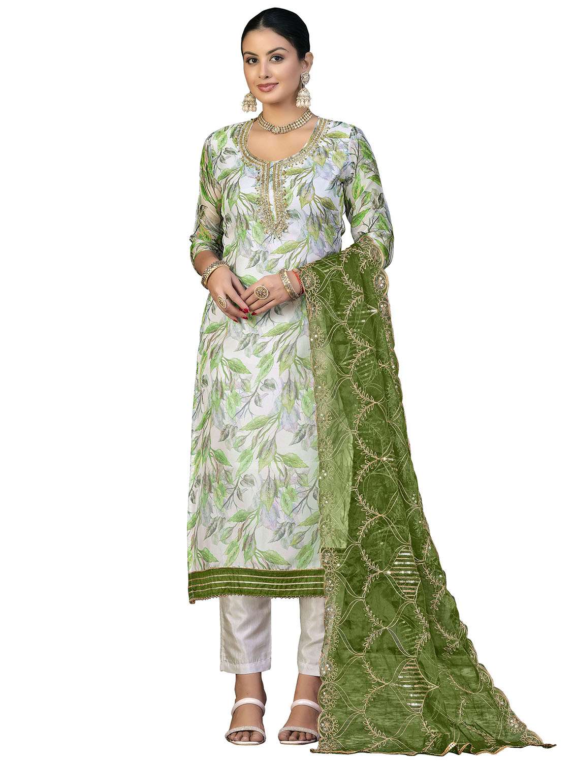 women printed unstitched suit set